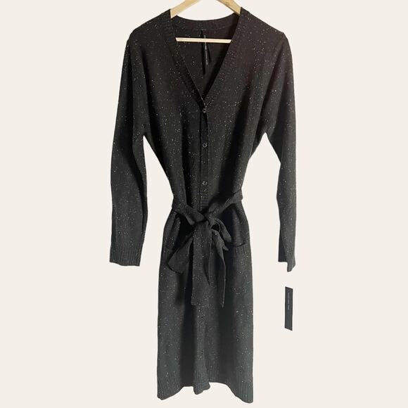 Marc New York Dark Brown Knit Button Front Boucle Sweater Dress Size XL - Picture 1 of 12